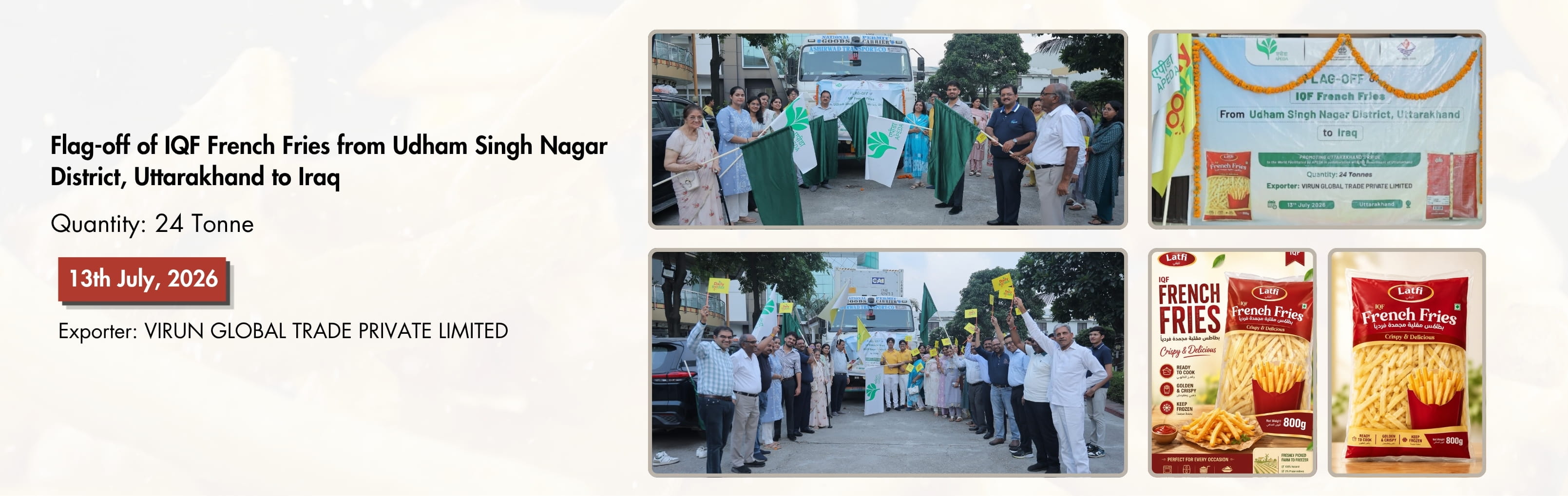 Flag off of IQF French Fries from Udham Singh Nagar